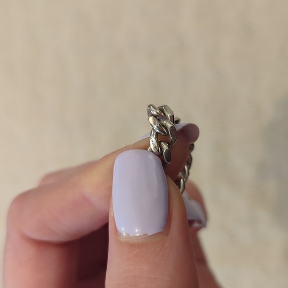 Sterling Silver Cuban Chain Link Ring - Picture 4 of 4